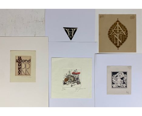 EX LIBRIS -- COLLECTION of c. 210 ex libris for Roland Roveda (c. 75x), André and Elly van der Velde(-Rath) and a few other m