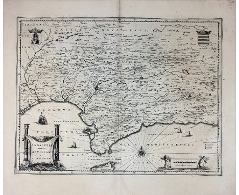 SPAIN -- "ANDALUZIA continens Sevillam et Cordubam". Plain engr. map, 2 dec. cartouches and 2 coats of arms. 380 x 500 mm. V.