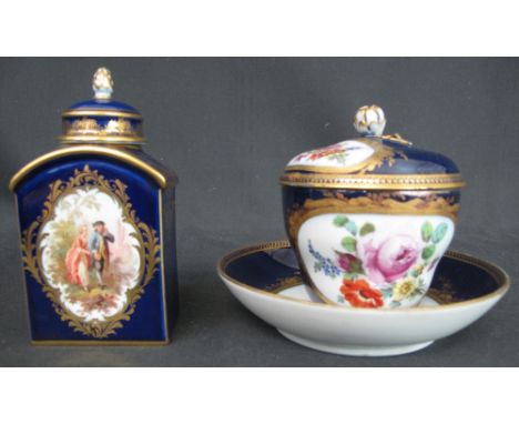 19TH CENTURY PORCELAIN MEISSEN RECTANGULAR, ARCHED TOPPED TEA CADDY AND COVER, decorated with reserve panels of figures and f