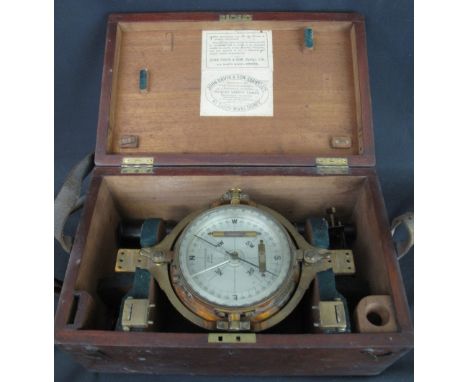 EARLY 20TH CENTURY GILT BRASS MINERS DIAL AND LEVEL by J. Davies & Son Ltd Derby, no. 4057 with silvered base, gimballed moun