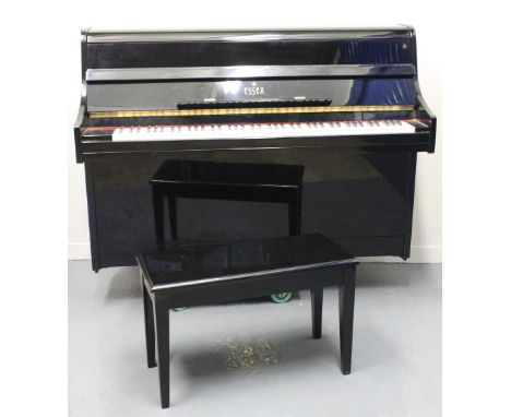 ESSEX (STEINWAY) EUP-107C BP MODEL BLACK UPRIGHT PIANO, iron framed with over-strung action, three pedals.  Serial no. E10108