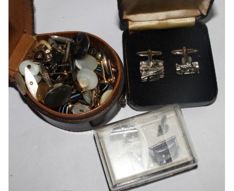 A collection of shirt studs and cufflinks, three vintage gentlemen's wristwatches, only one working 