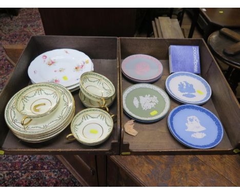 Nine Wedgwood Jasperware Valentine's plates, Copeland Spode tablewares, retailed by Thomas Goode, other tablewares glass and 