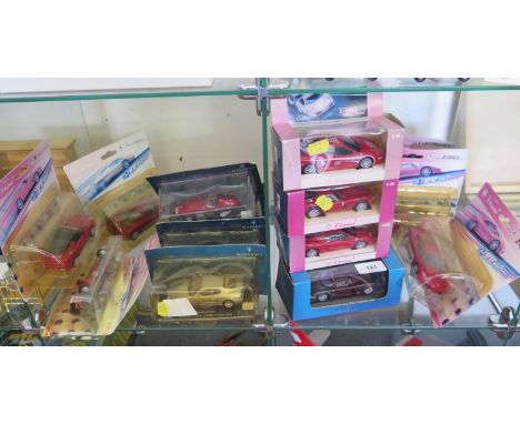 Various diecast including nine Mattel Shell-V Power Ferrari series; five Maserati models and six Lledo commercials, all in or