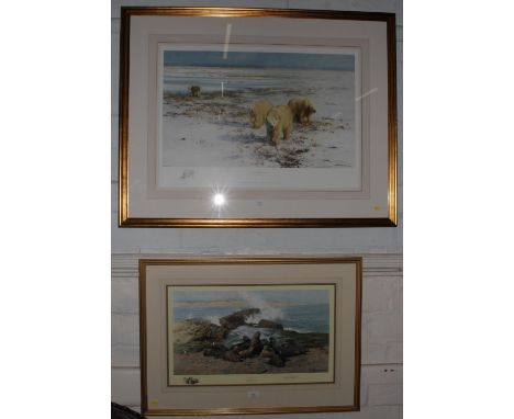 After David Shepherd'Lone Wanderers of the Arctic'signed in pencil limited edition print 1239/150041 x 68 cmand 'Elephant Sea