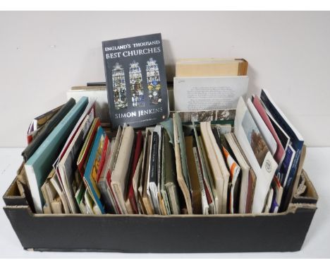 Two boxes containing books, pamphlets, vintage guides, travel guides 