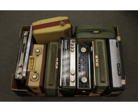A box of nine vintage radios