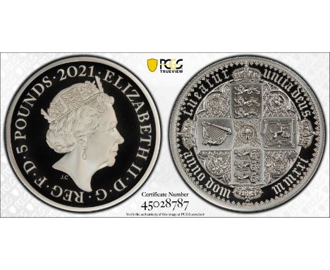 UNITED KINGDOM. Elizabeth II, 1952-2022. Silver 5 pounds, 2021. Royal Mint. Proof. The Great Engravers seriesA re-interpretat