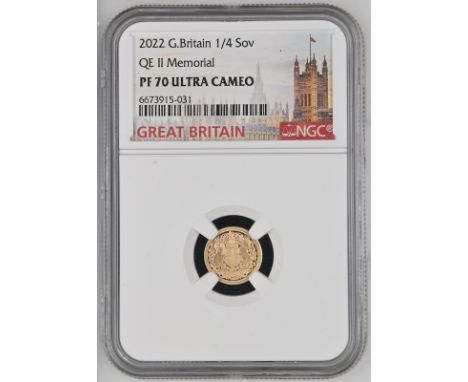 UNITED KINGDOM. Charles III, 2022-. Gold 1/4 sovereign, 2022. Royal Mint. Proof. Issued as the first sovereign for King Charl