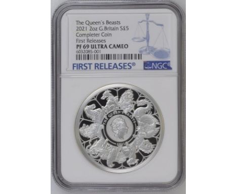 UNITED KINGDOM. Elizabeth II, 1952-2022. Silver 5 pounds, 2021. The Royal Mint. Proof. Minted to finish off the Queen's Beast