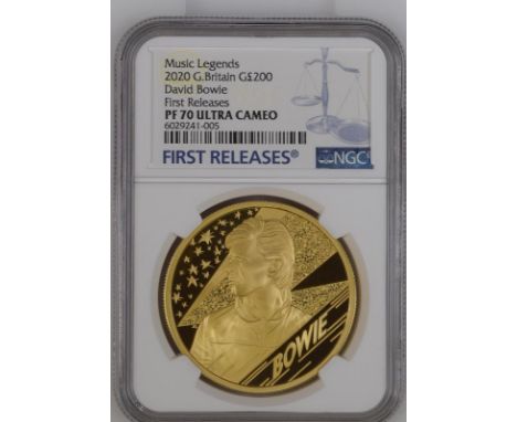 UNITED KINGDOM. Elizabeth II, 1952-2022. Gold 200 pounds, 2020. Royal Mint. Proof. The third release from the "Music Legends"