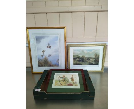 A framed print of a partridge in flight 31cm x 44cm together with a limited edition print "Rules of the Game" 506/850 signed 