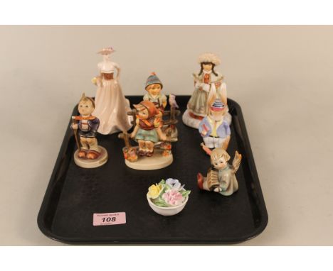 Four Goebel children figures together with a Coalport "Meryl" figurine, Artone rabbit etc