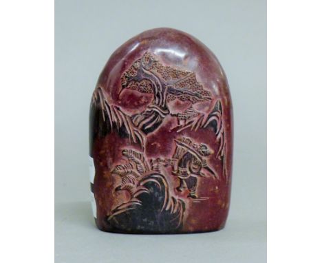 A Chinese soapstone seal. 12 cm high.