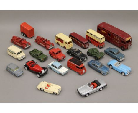 A box of various Die Cast toys, including Dinky, Charbens, etc.