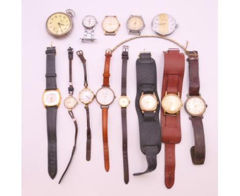 A collection of wristwatches and pocket watches, including: Accurist, Ingersoll, Gabriella Vicenga, Timex, Avia, Aladin, Smit