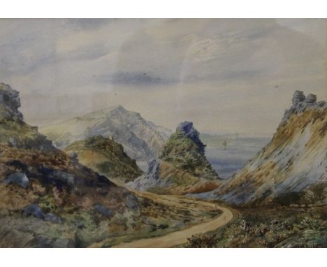 W NICHOLSON, Mountainous Seascape, watercolour, framed and glazed. 35 x 24.5 cm.