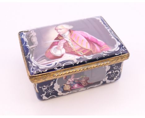 An 18th century enamel box, the lid decorated with a portrait of John Wilkes (and English radical journalist and politician).
