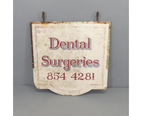A vintage painted wooden sign "Dental Surgeries". 77x86cm.