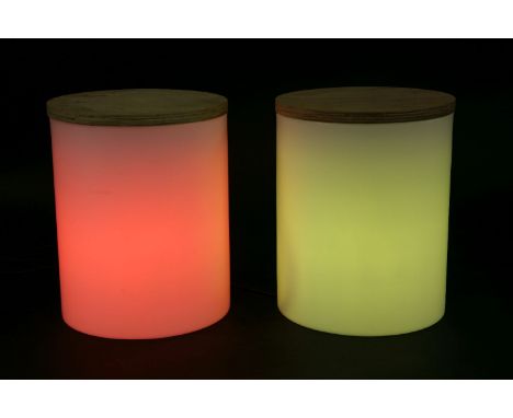 A pair of stool lights,with either a red or a green light,each 48cm high (2)