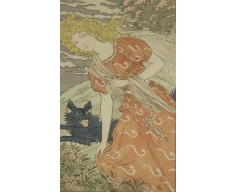 Eugène Grasset (1841-1917)DANGER, 1897 Colour lithograph, from Dix Estampes Décoratives, a series of ten lithographs, signed 