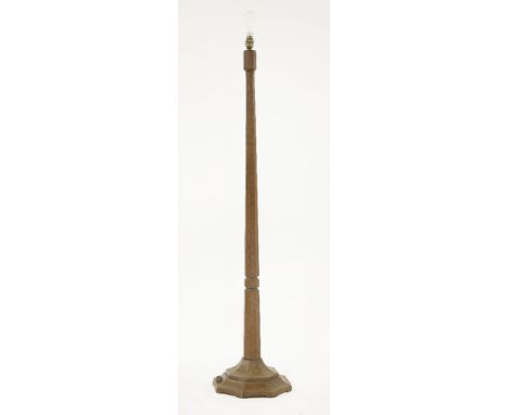 A Robert 'Mouseman' Thompson oak standard lamp