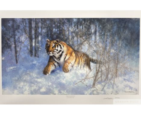 David Shepherd&nbsp;CBE FRSA FGRA (British 1931 - 2017)&nbsp;'Tiger in the snow', 2005
Reproduction hand signed limited editi