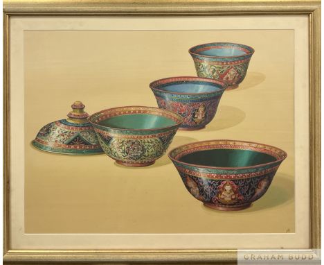 Anonymous 'Oriental Bowls'
Paint on canvas. Signed by unknown artist in lower right corner.
Measures 45 by 60cm image / 60 by