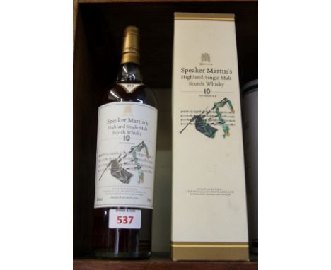 A 70cl bottle of The Macallan 10 year old 'Speaker Martin's' whisky, in card box.