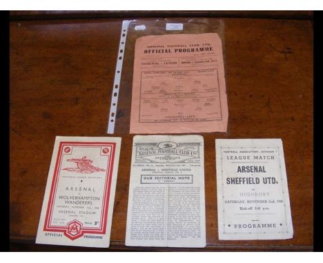 A 1945 Arsenal Football Club Official programme - Arsenal vs Coventry City, together with a 1948 Arsenal vs Woverhampton Wand