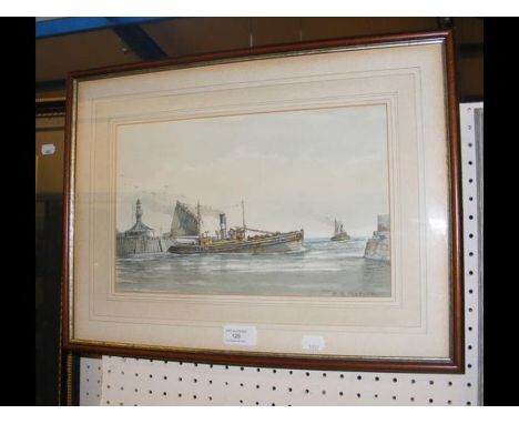 M PEARSON - watercolour of Lowestoft fishing vessel - 20cm x 33cm