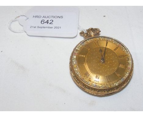 An 18ct gold pocket watch with engine turned decoration - the back plate engraved 'C. E Smythers of Portsea'CONDITION REPORTa
