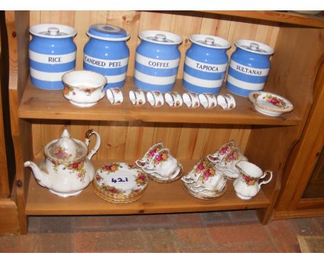 A quantity of Royal Albert 'Old Country Roses' tea service and serving ware, together with kitchen storage containers 