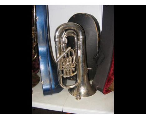 A Boosey &amp; Hawkes euphonium in case together with a Vincent Bach 18 mouthpieceCONDITION REPORTThis model is an Imperial, 