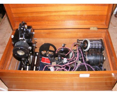 A Pathescope projector in wooden case