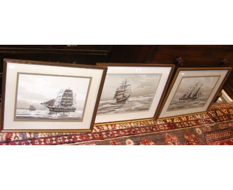 K A GRIFFIN - three 30cm x 40cm watercolours - The Tamar; The Timaru; and The Formby 