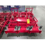 (3) U-Line Red Gondola Carts w/ End Extensions, Center HD Casters, Diamond Plate Platform