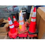 (2) Pallets of Orange Safety Cones, (3) Ribbon Rope-Off Cones ($10 Loading fee will be added to buye