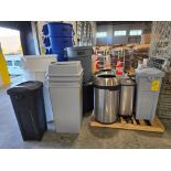 (22 +/-) Assorted U-Line Rubber Trash Cans & Stainless Trash Cans ($50 Loading fee will be added to
