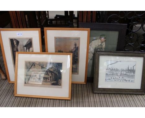 A selection of decorative pictures, to include Alice Banwell local scenes, a portrait print, of W. Kelly, Australian touring 