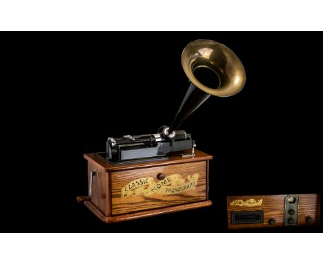 Classic Home Phonograph and Collectors Edition Combination Radio Cassette Player serial no 2420 40. A reproduction of a Thoma