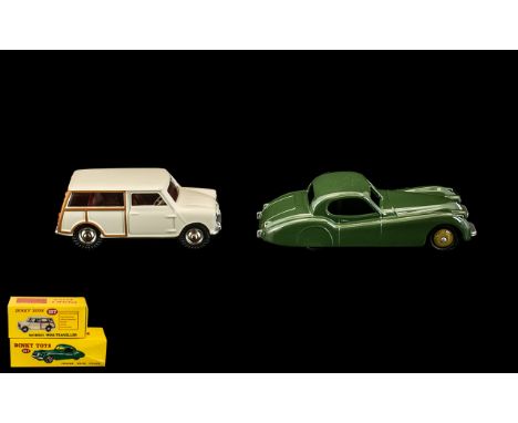 Dinky Cars Diecast Interest Two Boxed Dinky models 197 and model 157 Jaguar XK120 Coupe and Morris Mini Traveller