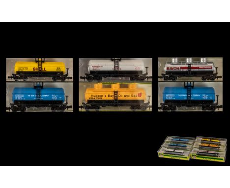 Model Power N Scale Freight Cars Oil Tankers 6 in Total, All in Mint Never Out of Box Condition, comprises:  1.  No. 3415 Tan