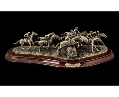 The Craftsman Studio Collection "National Hunt" Limited Edition Pewter Model, Numbered 495, Raised on A Polished wooden base.