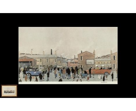 G.N. Birks - Artist Signed Ltd and Numbered Edition Colour Print Lithograph Northern street scene with figures. This print is