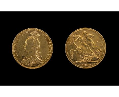 United Kingdom Queen Victoria - High Grade 22ct Gold Full Sovereign. Jubilee Head, Melbourne Mint. Date 1890, High Grade Coin