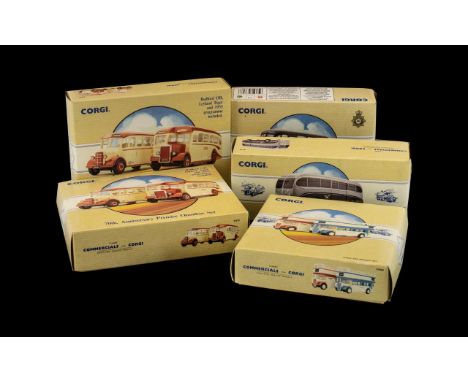 Corgi Classics - Commercials Ltd Edition and Numbered Diecast Model Coaches with Boxes, Certificates, Booklets ( 5 ) In Total