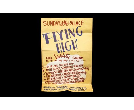 Old Theatre Poster 'Sunday at the Palace - Flying High Variety Show' for Military Personnel, featuring The Jive Five, Artie B