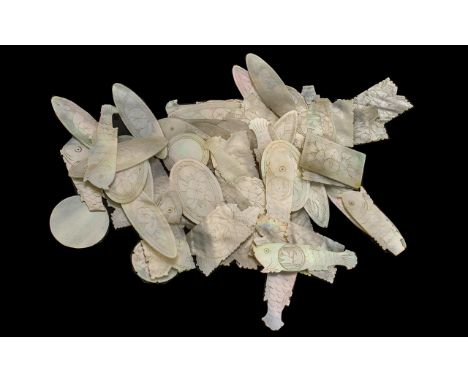 Antique Chinese Mother-of-Pearl Gaming Tokens, a good mixed lot of 19th century gaming counters, a large bag full of many dif