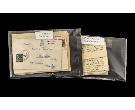 WW II Period Small Collection of Personal Letters Re Woodford Family Weymouth and Lindsay Family Hawick; 1/ Woodford, compris